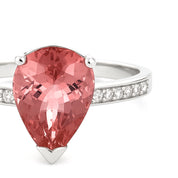 Anello - 18 carati Oro bianco - 3.15ct. tw. Tormalina - Diamante