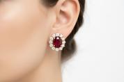 Orecchini - 18 carati Oro rosa - 3.10ct. tw. Rubino - Diamante