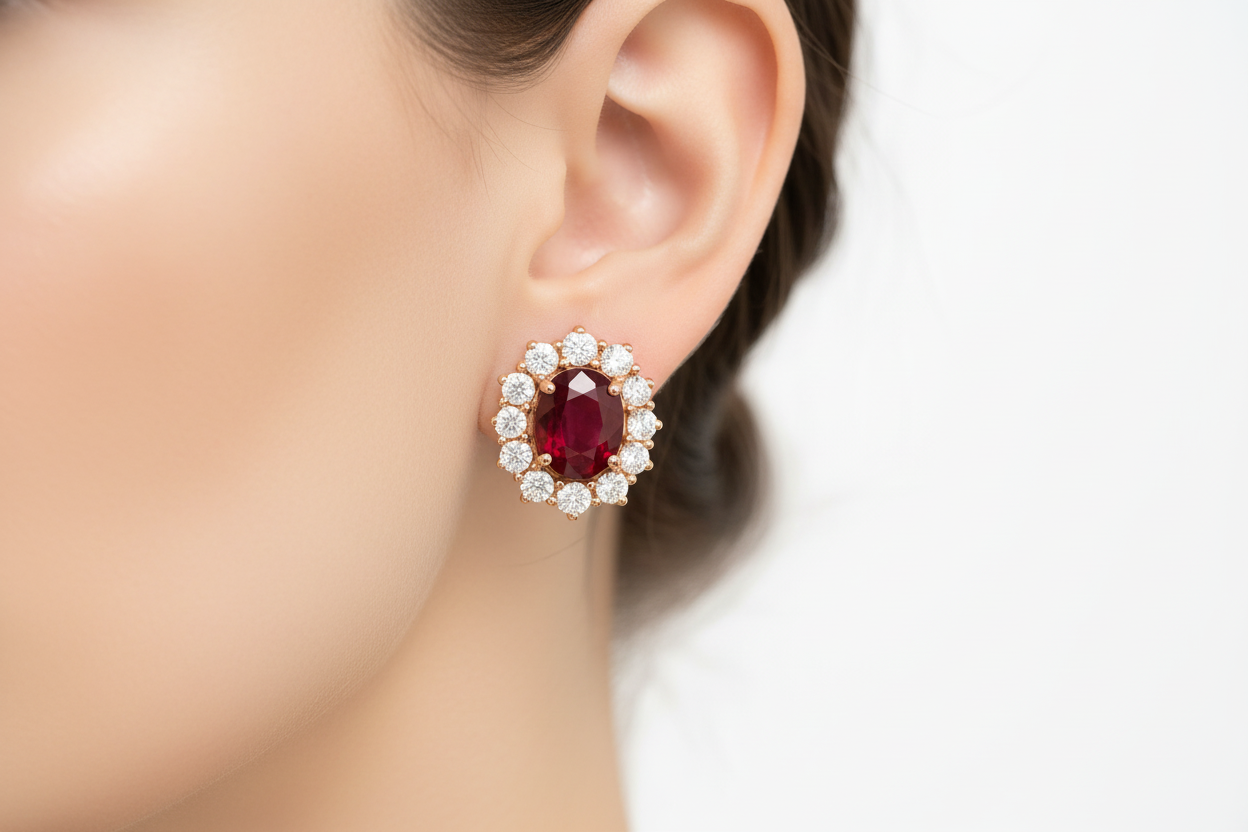 Orecchini - 18 carati Oro rosa - 3.10ct. tw. Rubino - Diamante
