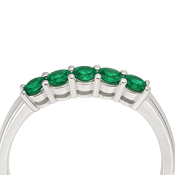 Anello - 18 carati Oro bianco - 0.53ct. tw. Smeraldo