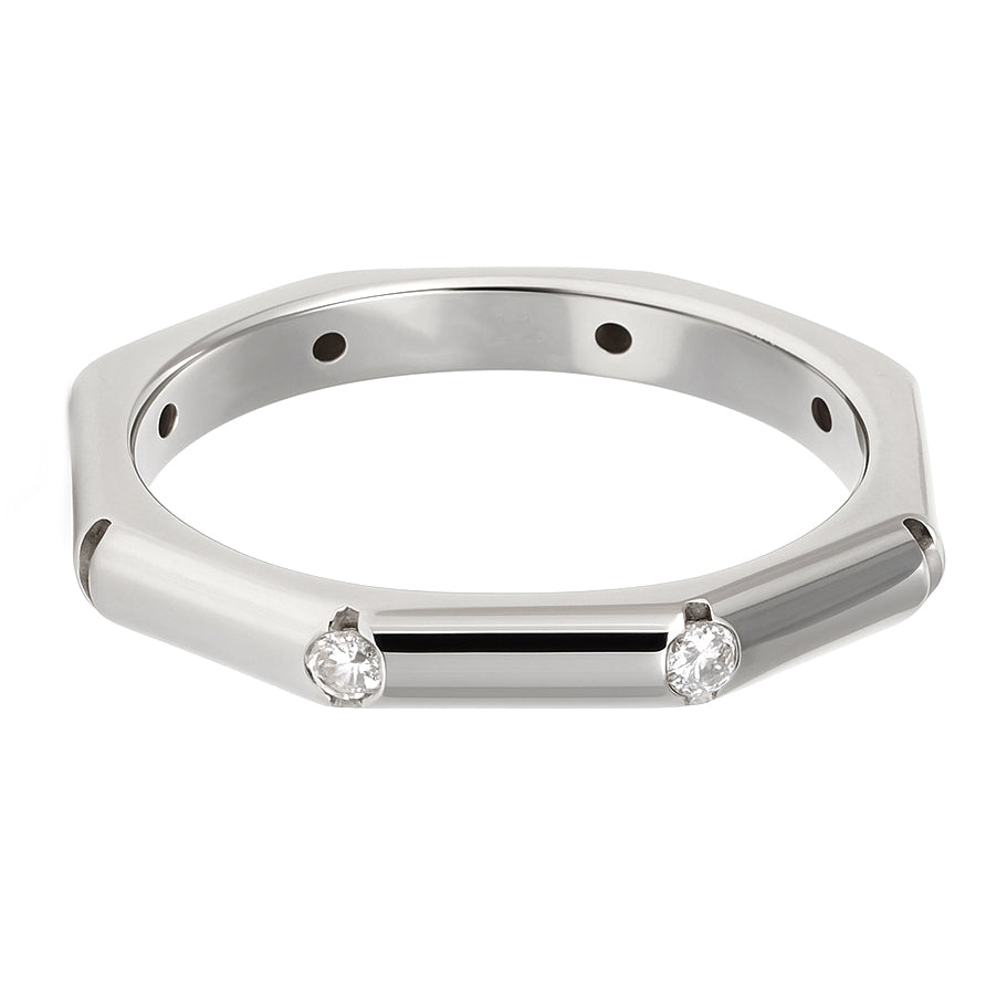 Anello - 18 carati Oro bianco - 0.12ct. tw. Diamante (Naturale)