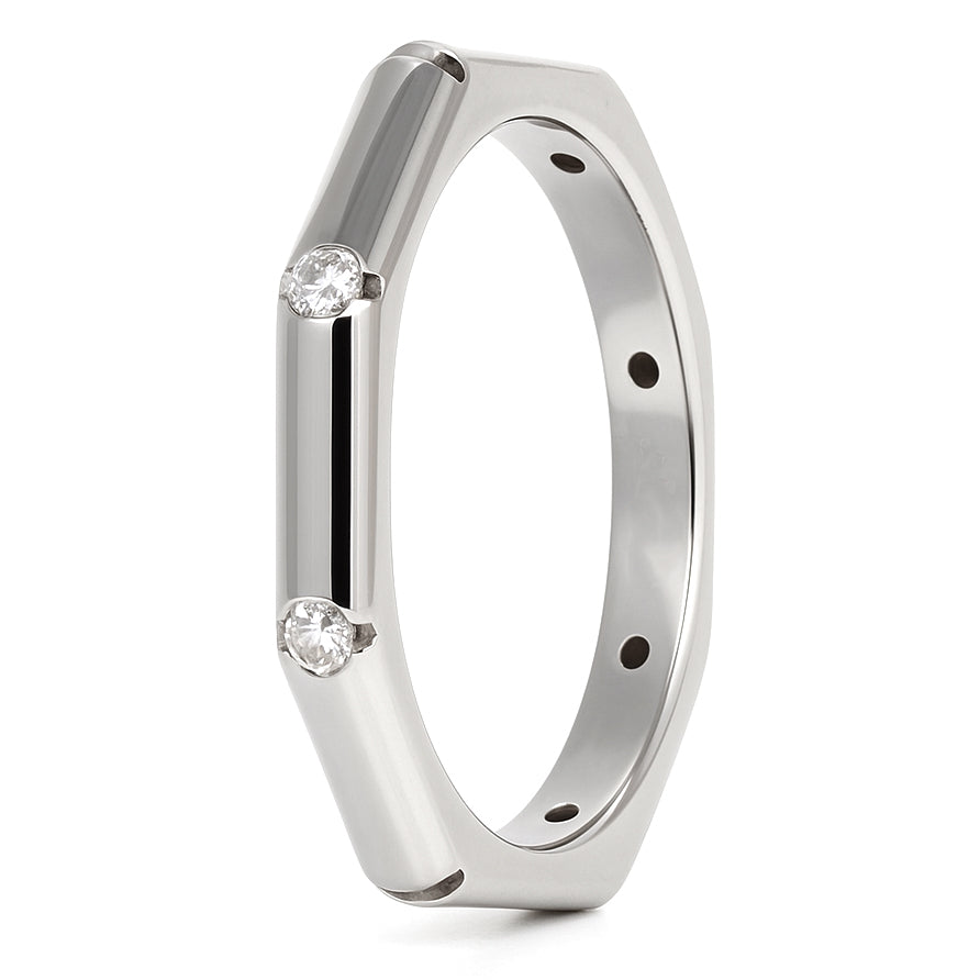 Anello - 18 carati Oro bianco - 0.12ct. tw. Diamante (Naturale)