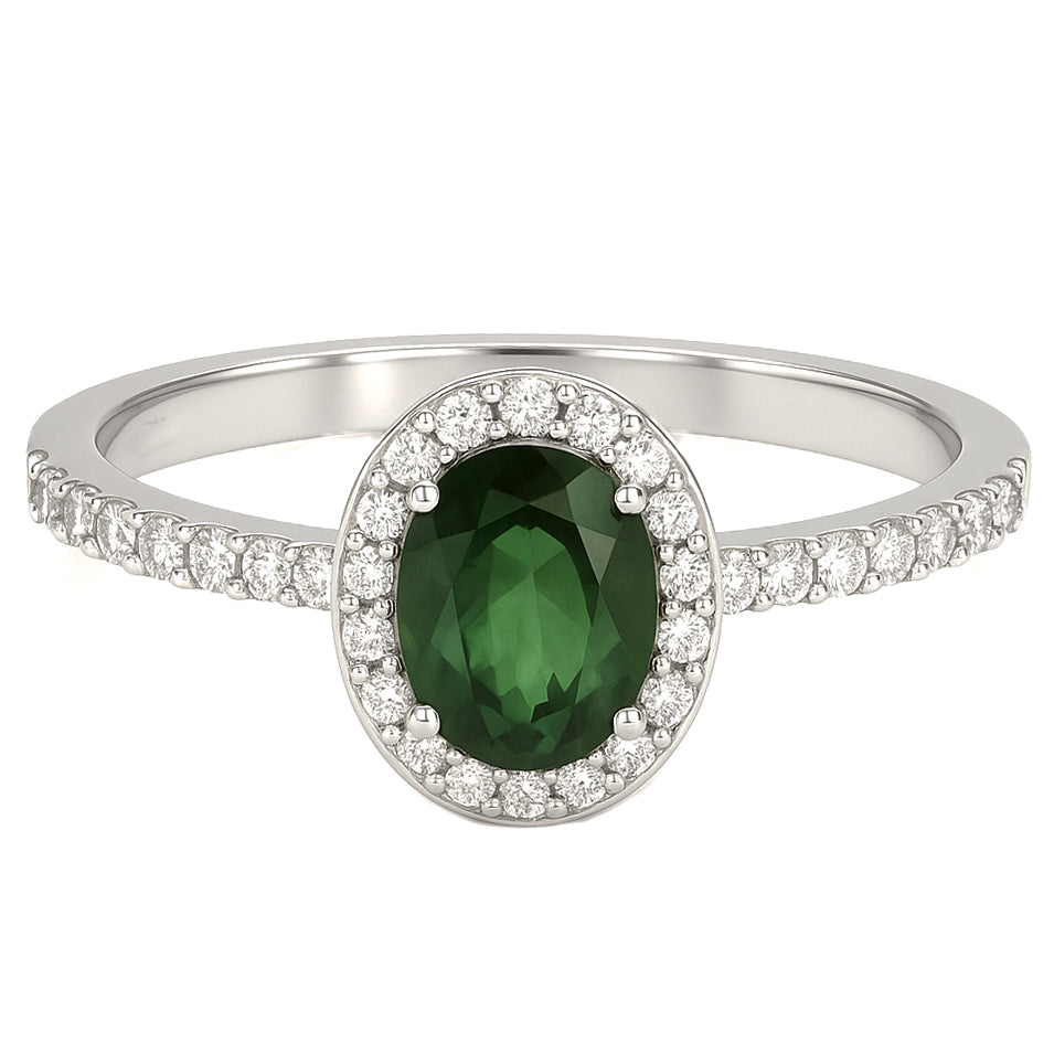 Anello - 18 carati Oro bianco - 1.44ct. tw. Tormalina - Diamante