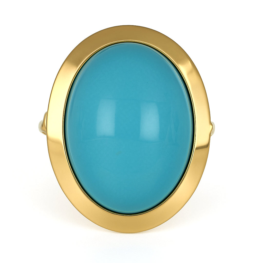 Anello - 18 carati Oro giallo Turchese