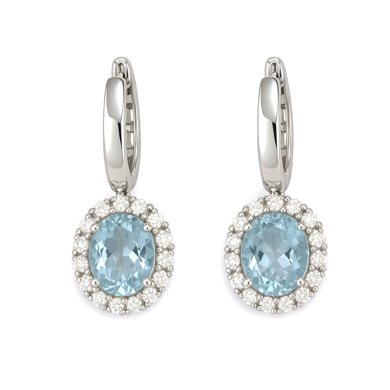 Orecchini - 18 carati Oro bianco - 2.56ct. tw. Acquamarina - Diamante