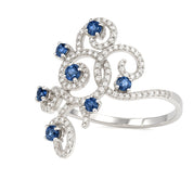 Anello - 18 carati Oro bianco - 4.20ct. tw. Zaffiro - Diamante