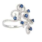 Anello - 18 carati Oro bianco - 4.20ct. tw. Zaffiro - Diamante