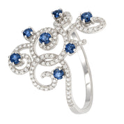 Anello - 18 carati Oro bianco - 4.20ct. tw. Zaffiro - Diamante