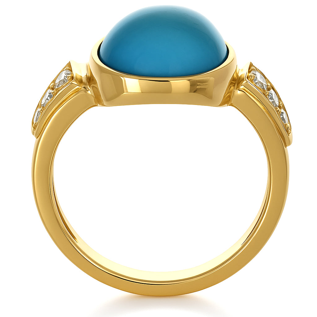 Anello - 18 carati Oro giallo - 10.42ct. tw. Turchese - Diamante