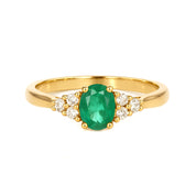 Anello - 18 carati Oro giallo - 0.92ct. tw. Smeraldo - Diamante