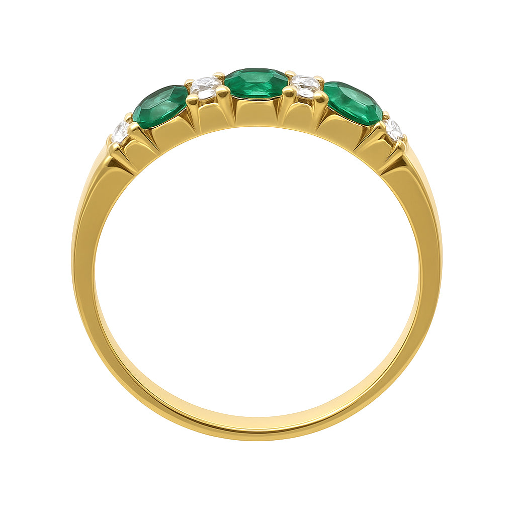 Anello - 18 carati Oro giallo - 0.71ct. tw. Smeraldo - Diamante