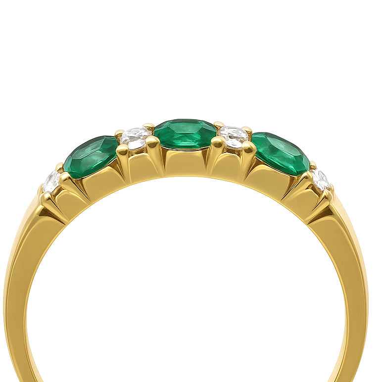 Anello - 18 carati Oro giallo - 0.71ct. tw. Smeraldo - Diamante