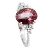 Anello - 18 carati Oro bianco - 2.12ct. tw. Tormalina - Diamante