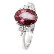 Anello - 18 carati Oro bianco - 2.12ct. tw. Tormalina - Diamante