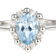 Anello - 18 carati Oro bianco - 0.83ct. tw. Acquamarina - Diamante