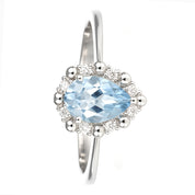 Anello - 18 carati Oro bianco - 0.83ct. tw. Acquamarina - Diamante