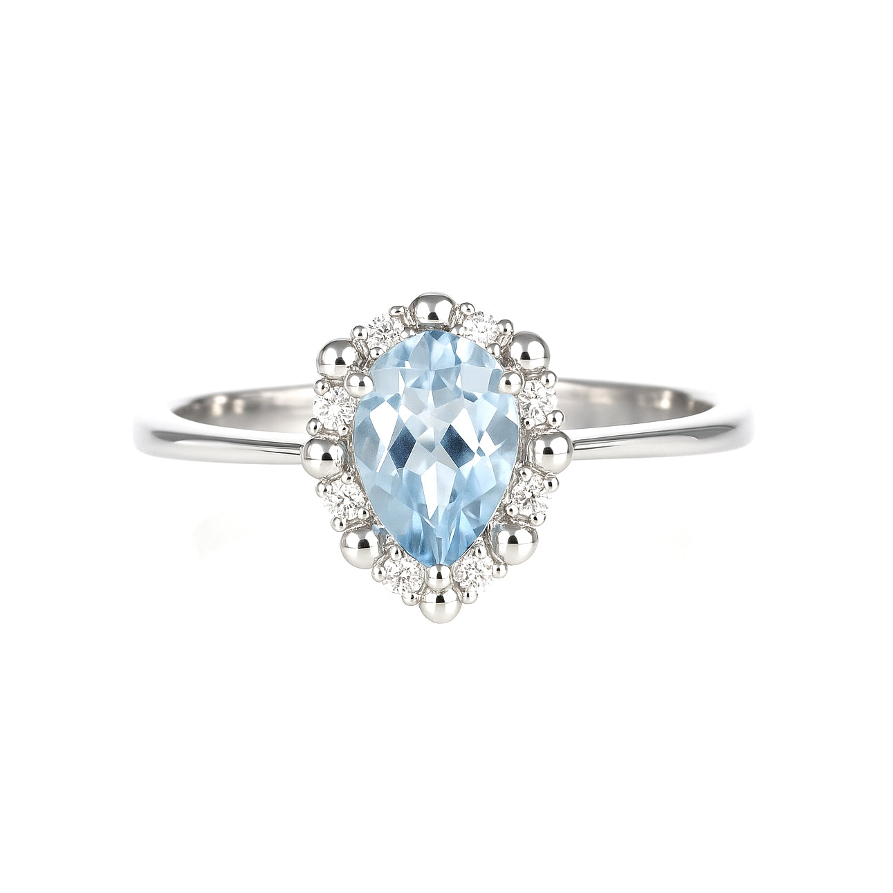 Anello - 18 carati Oro bianco - 0.83ct. tw. Acquamarina - Diamante