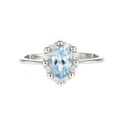 Anello - 18 carati Oro bianco - 0.83ct. tw. Acquamarina - Diamante