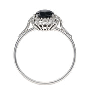 Anello - 18 carati Oro bianco - 1.05ct. tw. Zaffiro - Diamante