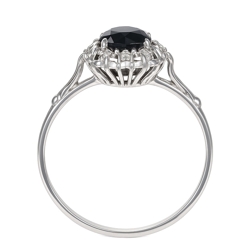 Anello - 18 carati Oro bianco - 1.05ct. tw. Zaffiro - Diamante