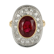 14 carati Oro giallo, Argento 925 - Anello - Rubino- Diamanti