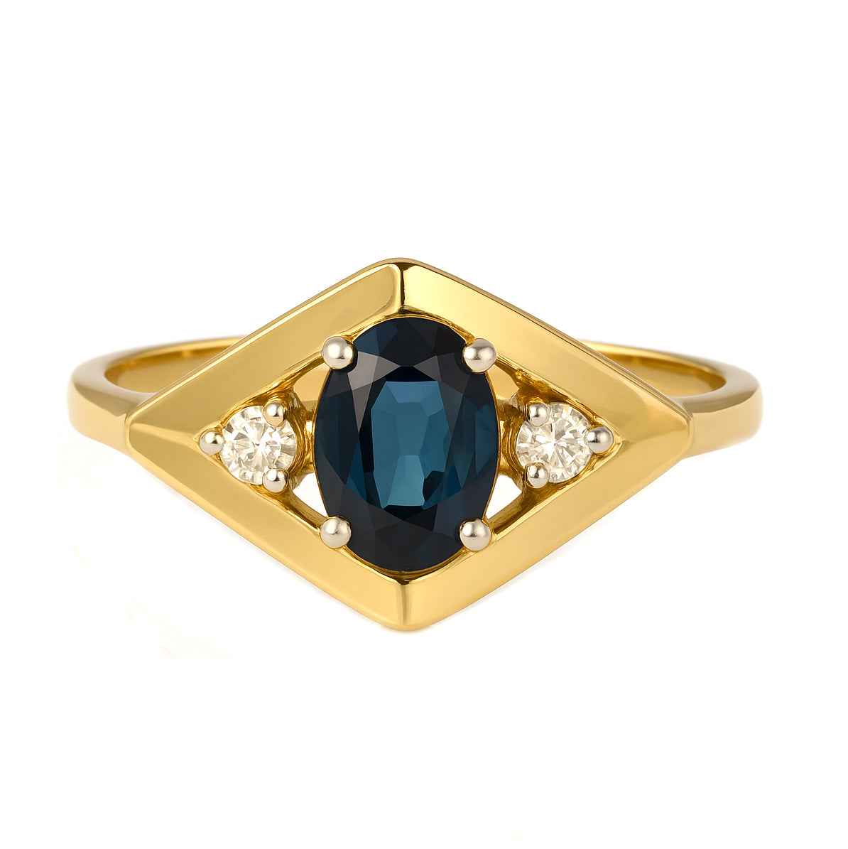 Anello - 18 carati Oro giallo - 0.67ct. tw. Zaffiro - Diamante