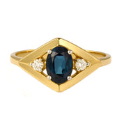 Anello - 18 carati Oro giallo - 0.67ct. tw. Zaffiro - Diamante