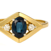 Anello - 18 carati Oro giallo - 0.67ct. tw. Zaffiro - Diamante