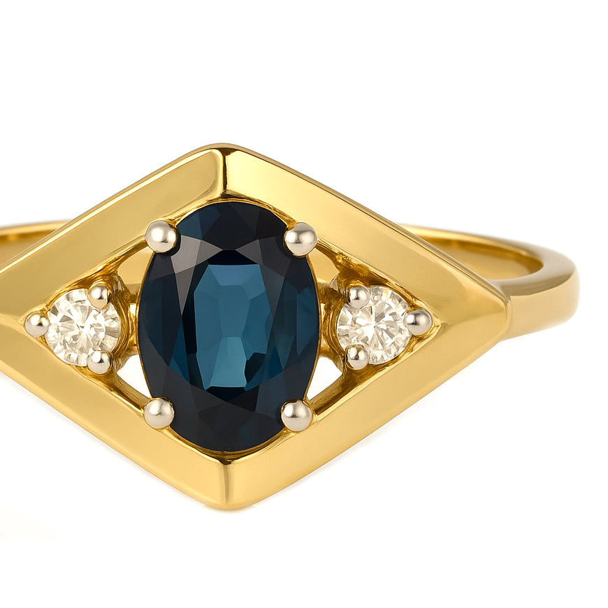 Anello - 18 carati Oro giallo - 0.67ct. tw. Zaffiro - Diamante