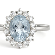 Anello - 18 carati Oro bianco - 1.34ct. tw. Acquamarina - Diamante