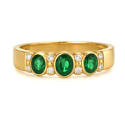 Anello - 18 carati Oro giallo - 0.71ct. tw. Smeraldo - Diamante