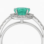 Anello - 18 carati Oro bianco - 1.65ct. tw. Smeraldo - Diamante