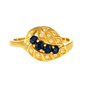 Anello - 18 carati Oro giallo - 0.36ct. tw. Zaffiro - Diamante