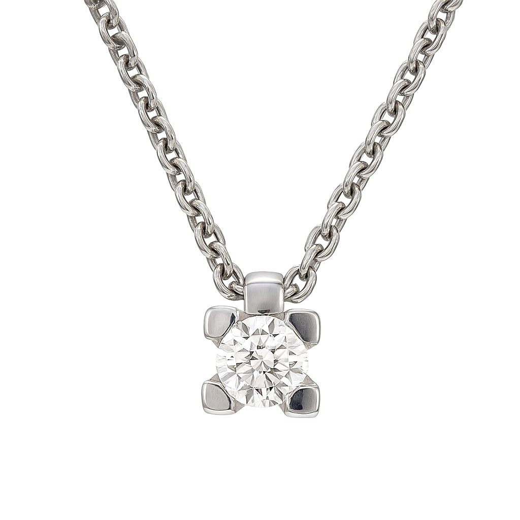 Collana con ciondolo - 18 carati Oro bianco - 0.18ct. tw. Diamante (Naturale)