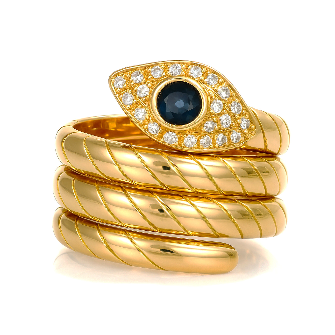 Anello - 18 carati Oro giallo - 0.41ct. tw. Zaffiro - Diamante