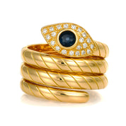 Anello - 18 carati Oro giallo - 0.41ct. tw. Zaffiro - Diamante