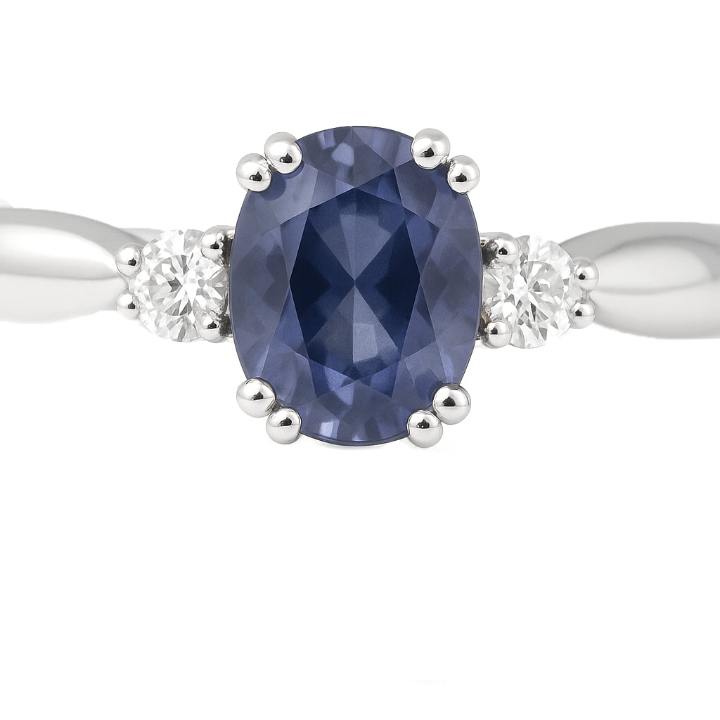 Anello - 18 carati Oro bianco - 1.09ct. tw. Zaffiro - Diamante