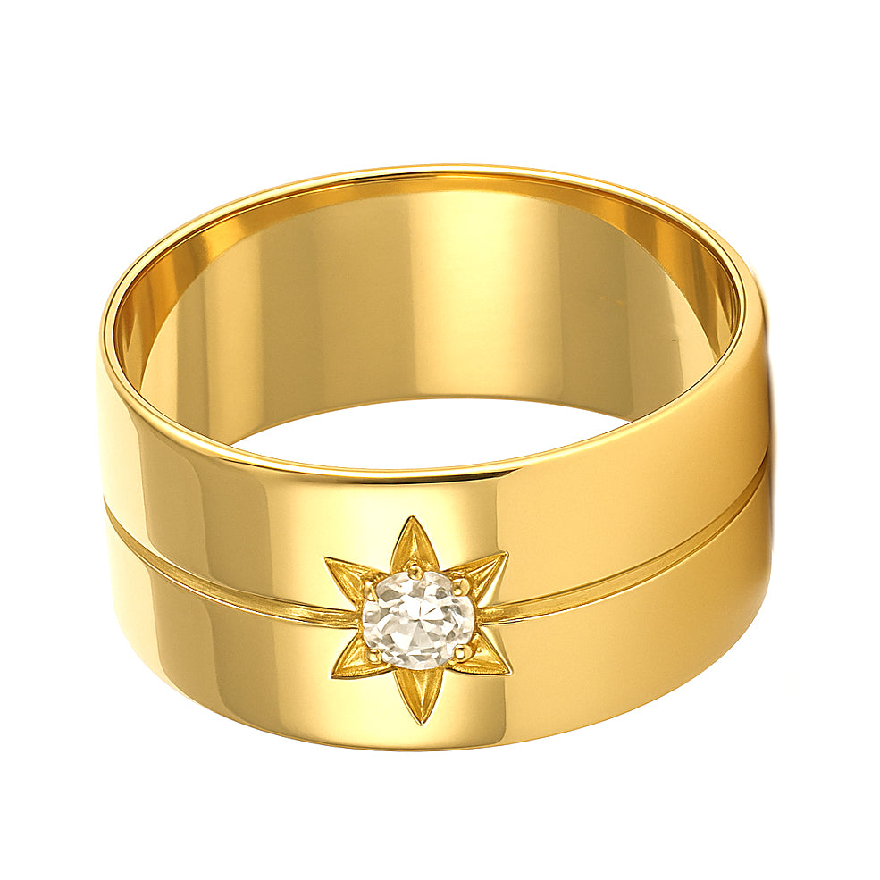 Anello - 18 carati Oro giallo - 0.12ct. tw. Diamante (Naturale)