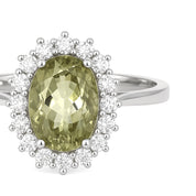 Anello - 18 carati Oro bianco - 2.59ct. tw. Tormalina - Diamante