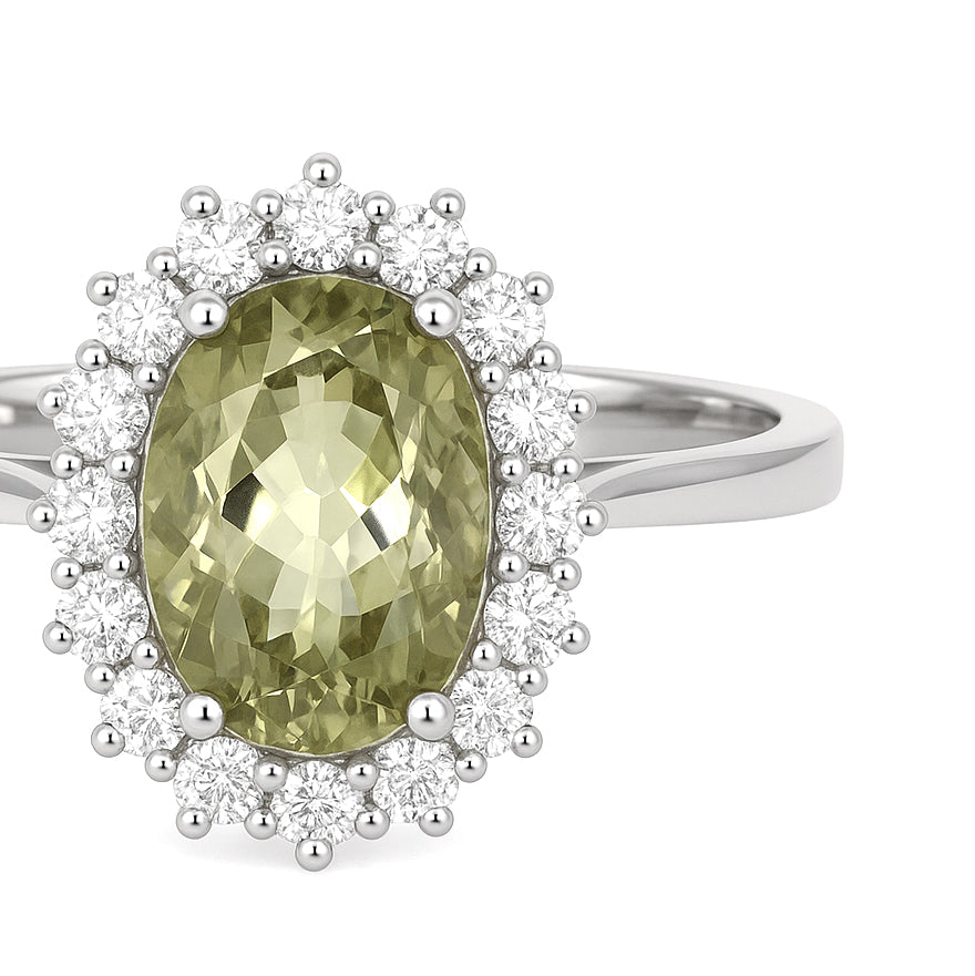 Anello - 18 carati Oro bianco - 2.59ct. tw. Tormalina - Diamante