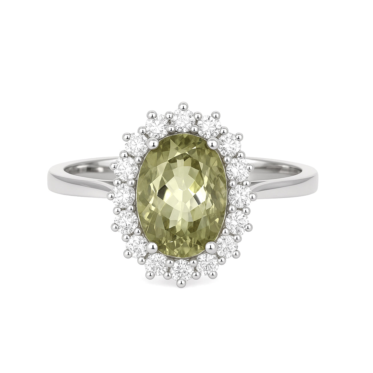 Anello - 18 carati Oro bianco - 2.59ct. tw. Tormalina - Diamante