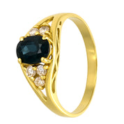 Anello - 18 carati Oro giallo - 0.75ct. tw. Zaffiro - Diamante