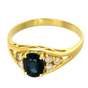 Anello - 18 carati Oro giallo - 0.75ct. tw. Zaffiro - Diamante