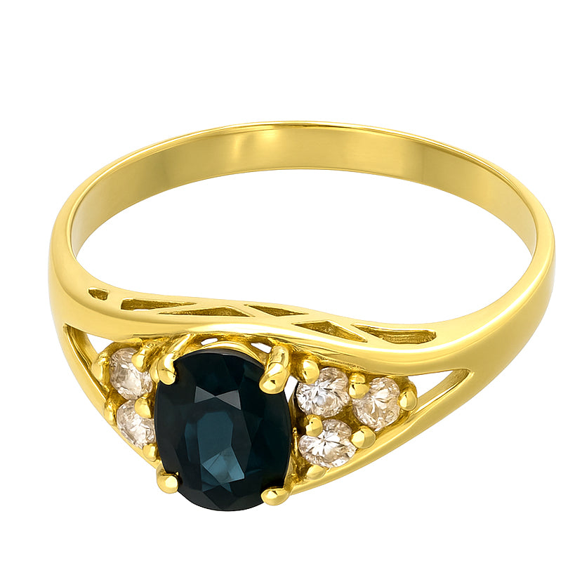 Anello - 18 carati Oro giallo - 0.75ct. tw. Zaffiro - Diamante