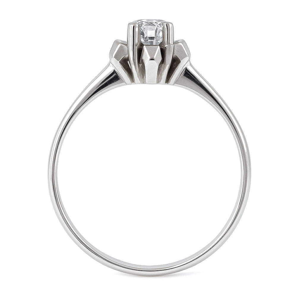 Anello - 18 carati Oro bianco - 0.04ct. tw. Diamante (Naturale)