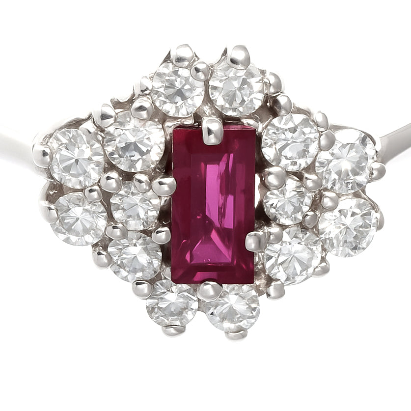 Anello - 18 carati Oro bianco - 0.35ct. tw. Rubino - Diamante