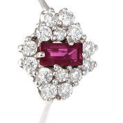 Anello - 18 carati Oro bianco - 0.35ct. tw. Rubino - Diamante