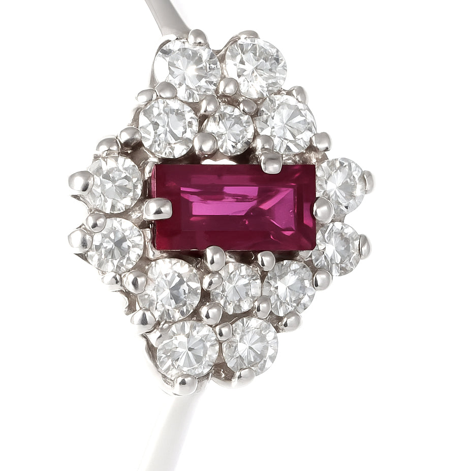 Anello - 18 carati Oro bianco - 0.35ct. tw. Rubino - Diamante