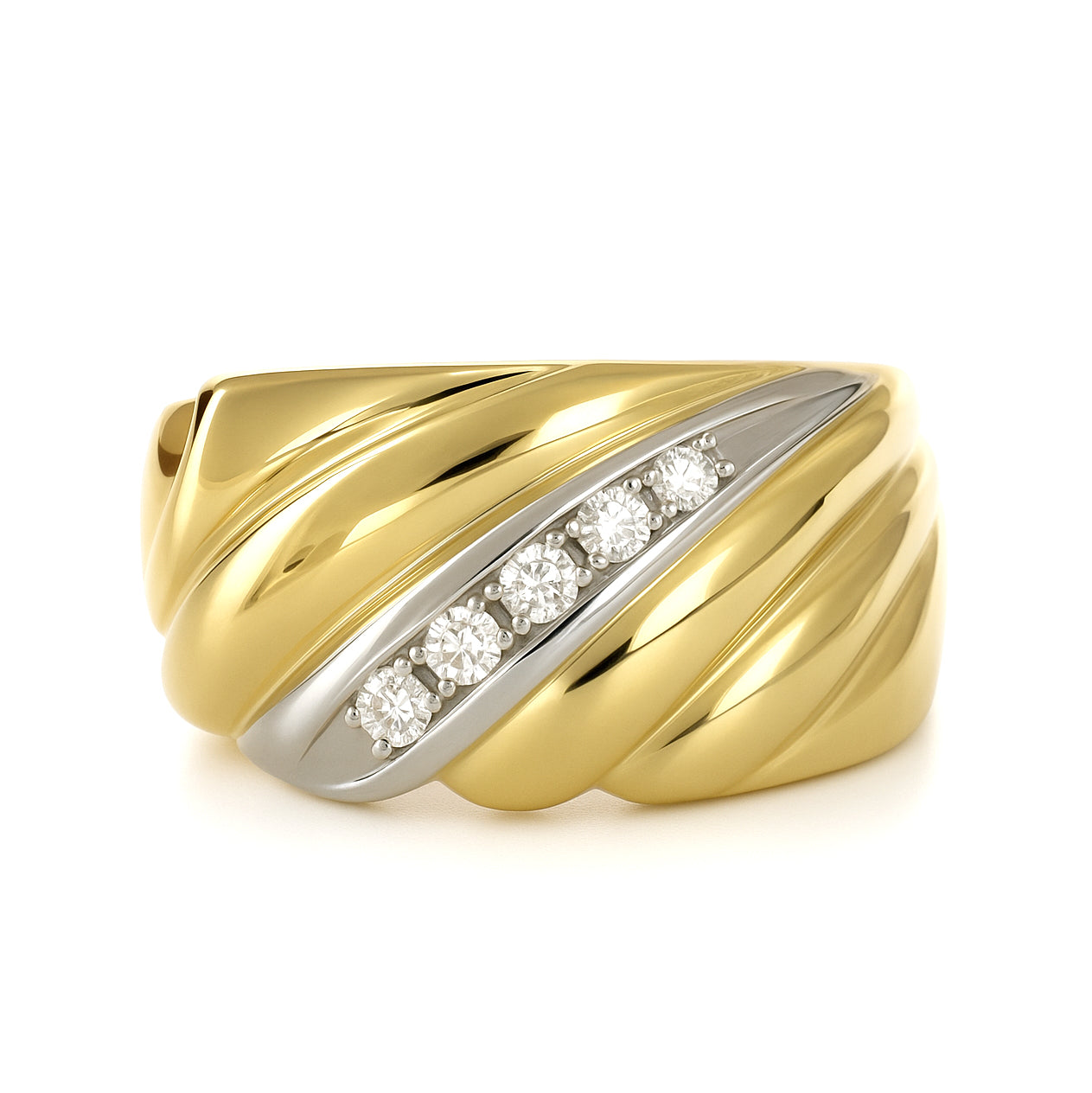 Anello - 18 carati Oro bianco, Oro giallo - 0.10ct. tw. Diamante (Naturale)