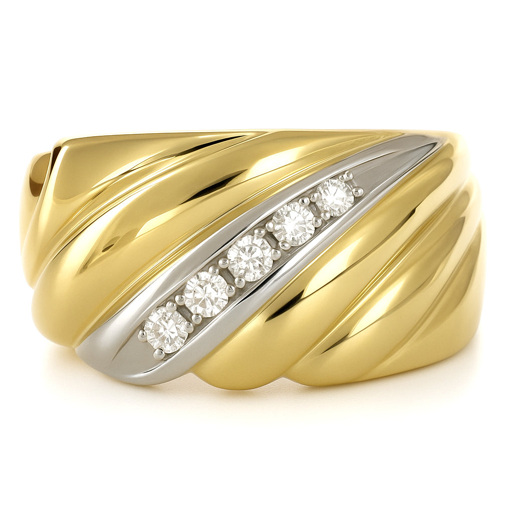 Anello - 18 carati Oro bianco, Oro giallo - 0.10ct. tw. Diamante (Naturale)